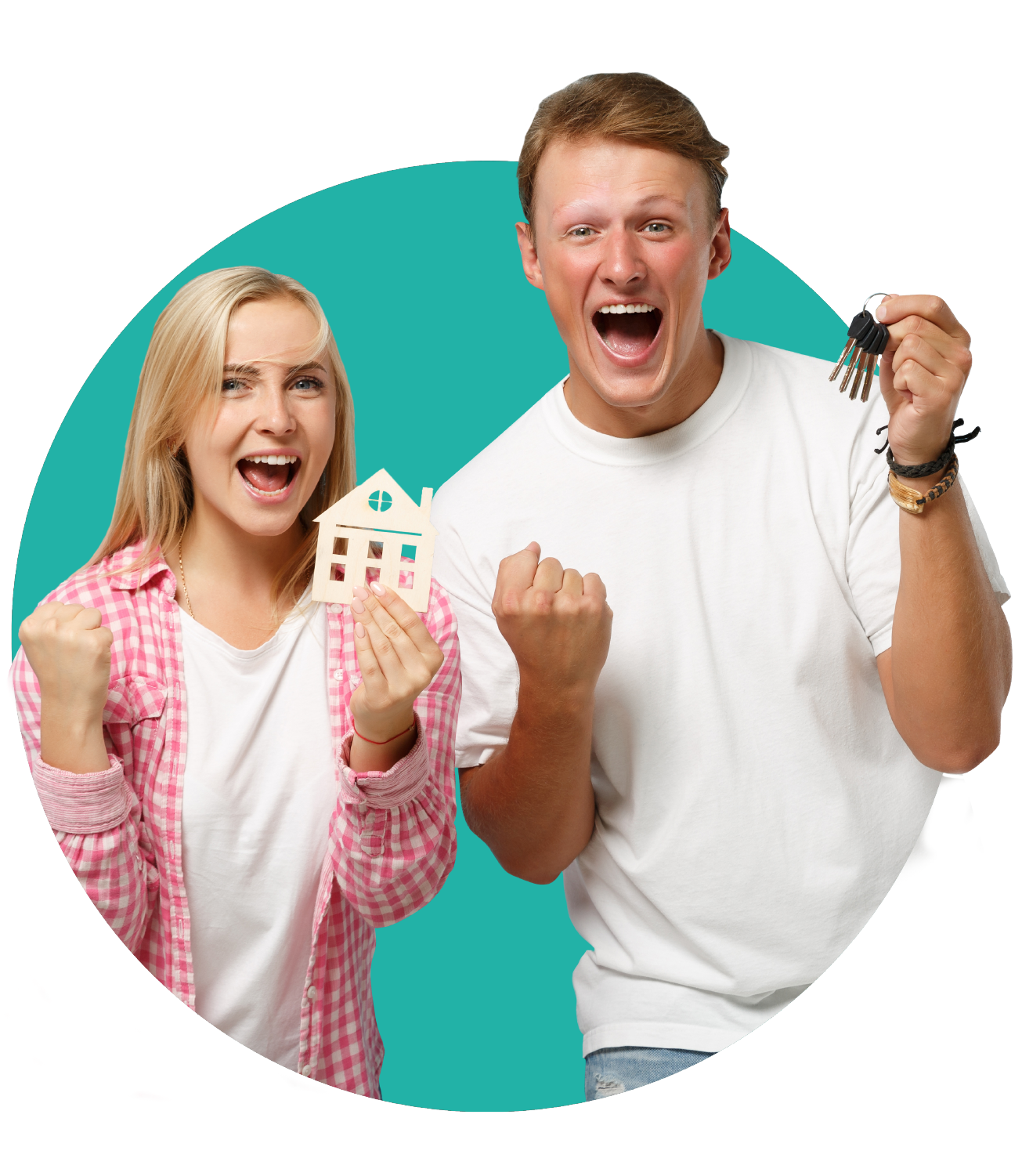Homme et femme heureux logement